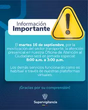 Aviso Especial Movilizacion sector Transporte