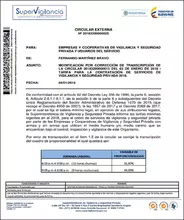 circular externa sobre modificación por corrección