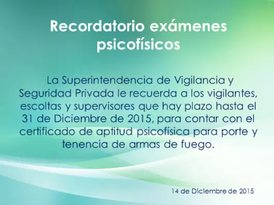 Recordatorio Exámenes Psicofísicos