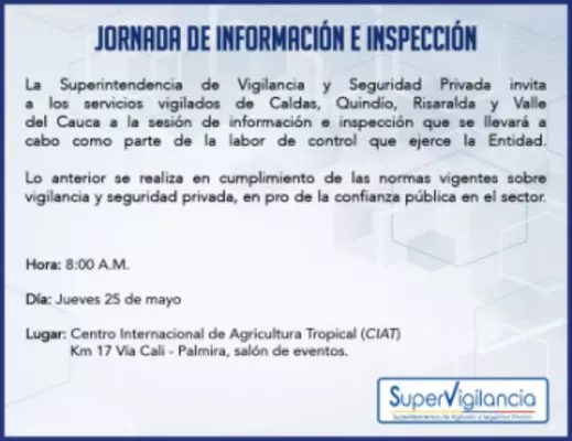 SUPERVIGILANCIA REALIZARÁ JORNADA DE INFORMACIÓN E INSPECCIÓN EN CALI